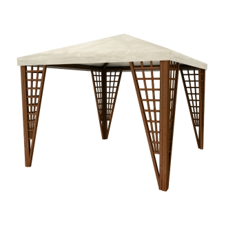 Gazebo 3x3 in legno da giardino Trench Colore Noce con copertura in PVC