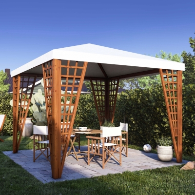Gazebo 3x3 in legno da giardino Trench Colore Noce con copertura in PVC