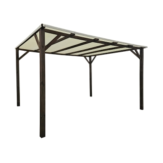 Velus - Pergola in Legno 3x4 Resistente all'Esterno con Copertura Ombreggiante Colore Noce