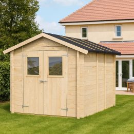 Casetta in legno 2x2,5 Per Attrezzi Jack con porta doppia finestrata 198x248 cm