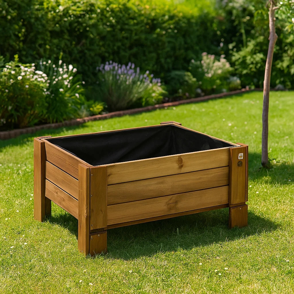 Giardiniera Fioriera in legno da esterno GardenBox a terra large color castagno 81 x 64 x 40 cm