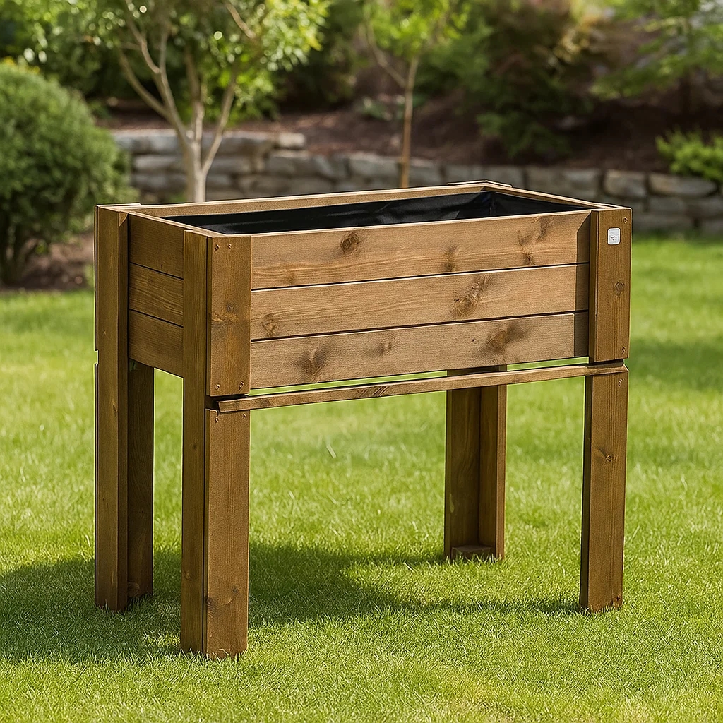 Giardiniera Fioriera rialzata da esterno in legno GardenBox color castagno 81 x 44 x 80 cm