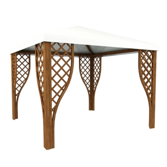 Shelter - Gazebo in Legno 3x3 Resistente all'Esterno con Grigliati e Copertura Antigrandine Colore Noce