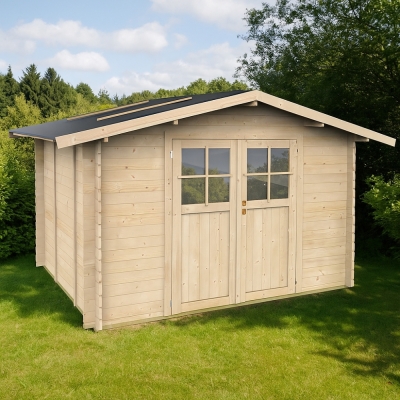 Casetta in legno Per Attrezzi Willa 3x2,5  con porta doppia finestrata 296x249 cm
