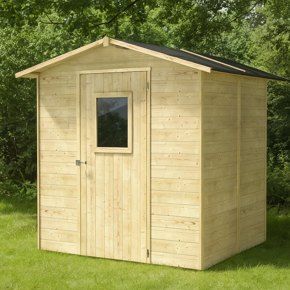Casetta in legno 2x2 Box Capanno in Legno per Attrezzi con Porta e Finestra Giada 200X207X214 cm