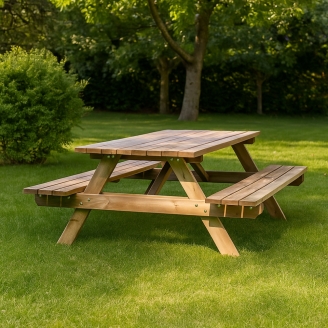 Set birreria tavolo da picnic con panchina in legno Happytime 35mm per giardino e terrazzo 180 x 150 x 70 cm