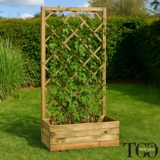 Fioriere in legno - Fioriera con griglia Susy 70X35X H140 Cm