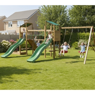 Parco Giochi in legno Playland SunFest TGG Play Con Sabbiera, Arrampicata, Tavolo Picnic, due Altalene E Scivoli