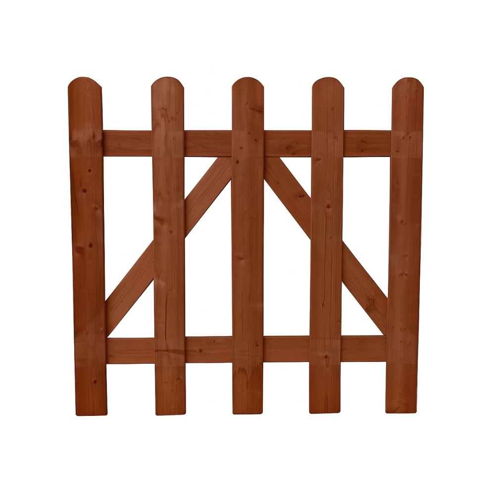 Cancello in legno Prisma Diritto 100x90 cm in pino impregnato color noce