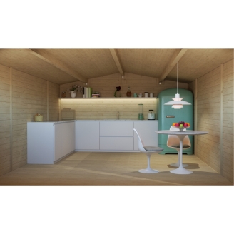 Casetta in legno da giardino Vittoria 4x4 m con porta finestrata e due finestre – Struttura Block House spessore 25 mm