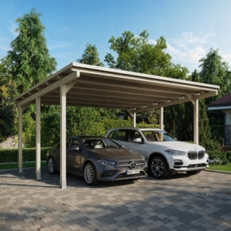 Cover Orlando 600x500 cm – Cover auto in legno impregnato con tetto protettivo