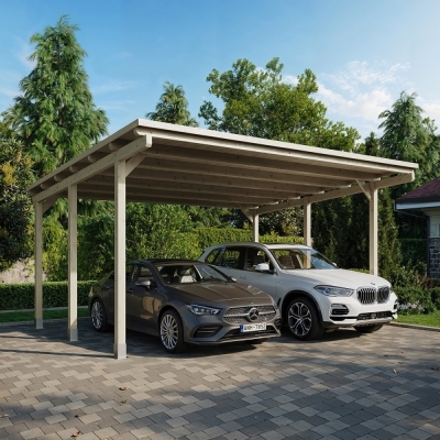 Cover Orlando 600x500 cm – Cover auto in legno impregnato con tetto protettivo