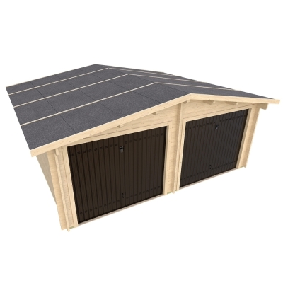 Garage Duse doppio 600x530 cm – Garage in legno 2 posti, pareti 45 mm, porta basculante
