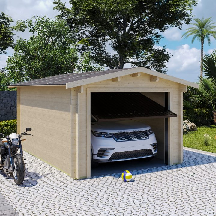 Garage Duse Singolo 330x530 cm – Garage in Legno 1 Posto Auto, Pareti 45 mm