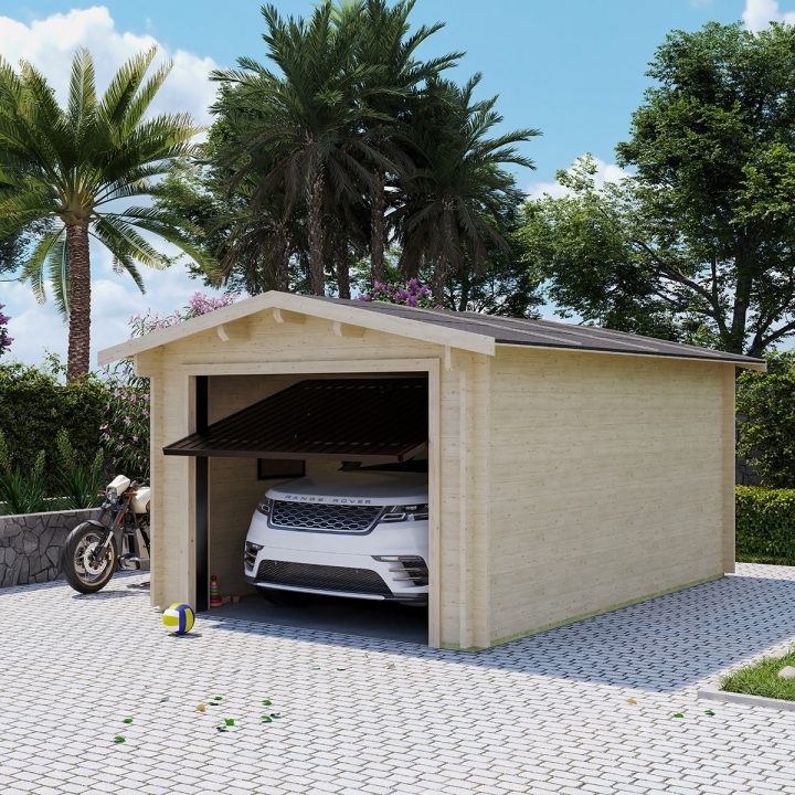 Garage Duse Singolo 330x530 cm – Garage in Legno 1 Posto Auto, Pareti 45 mm