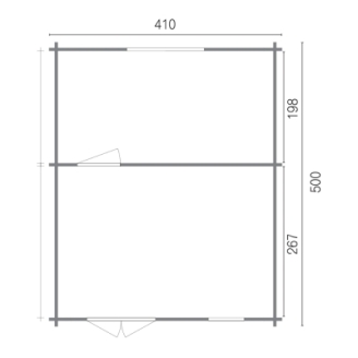 Casa in legno Tosca 410x500 cm, 2 vani, pareti 45 mm