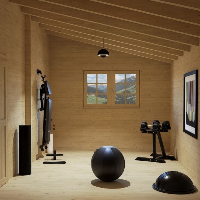 Casa in legno Boheme 500x500 cm, 3 vani, spessore 45 mm