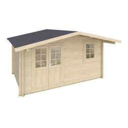 Casa in legno Violetta 410x310+100 cm con pensilina frontale – Pareti 45 mm
