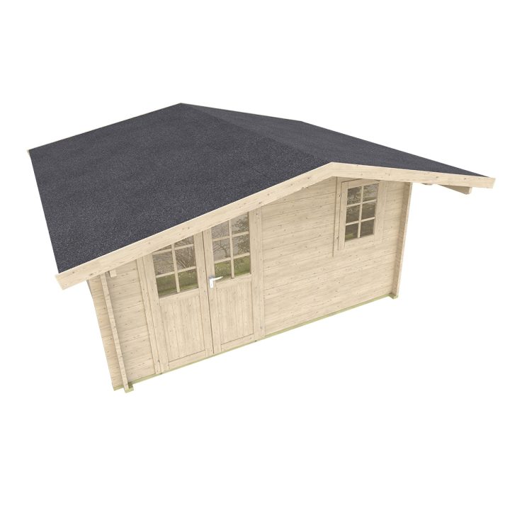 Casa in legno Violetta 410x310+100 cm con pensilina frontale – Pareti 45 mm