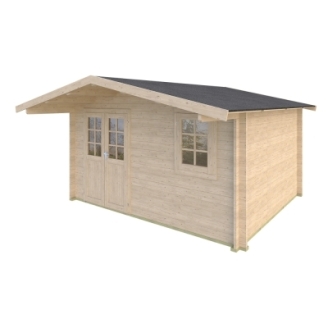 Casa in legno Violetta 410x310+100 cm con pensilina frontale – Pareti 45 mm