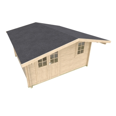 Casa in legno Carmen 410x410+100 cm con pensilina frontale – Pareti 45 mm