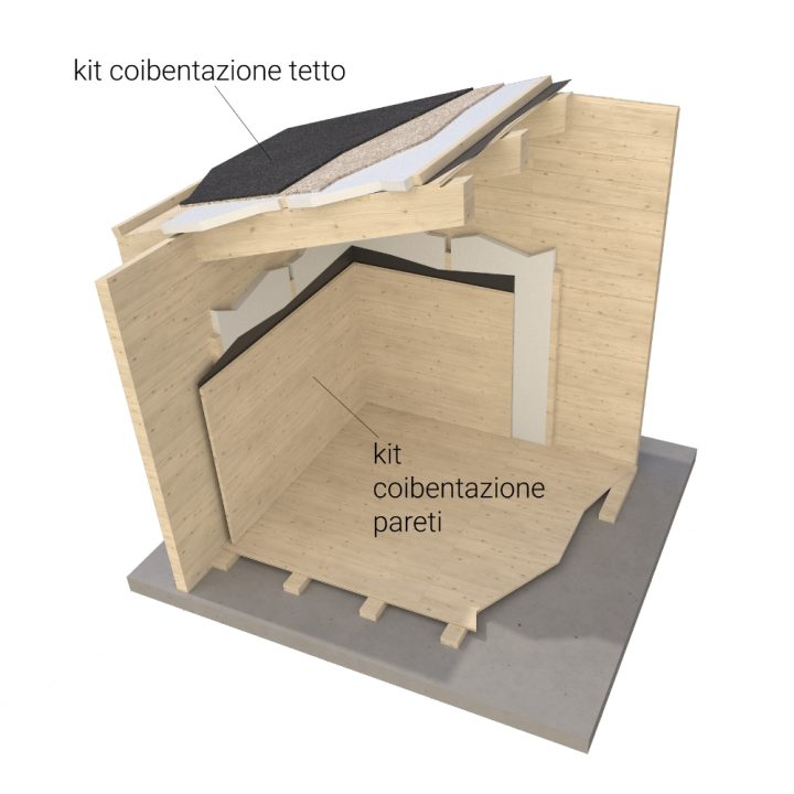 Casa in legno Tamara 550x550 cm, 3 vani con portico 45 mm