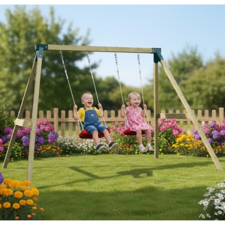 Altalena in Legno Impregnato Fly Light – Doppia Altalena per Bambini, Gioco da Esterno