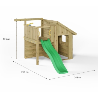 Casetta per Bambini in Legno Fungoo Tibalu – Gioco da Giardino con Scivolo e Arrampicata