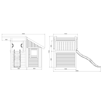 Casetta per Bambini in Legno Fungoo Tibalu – Gioco da Giardino con Scivolo e Arrampicata