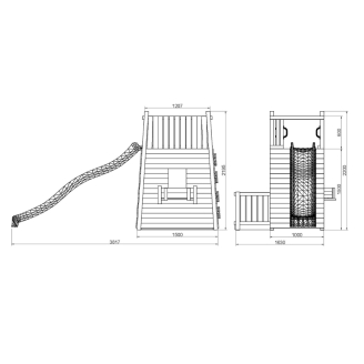 Parco Giochi in Legno Fungoo Resort – Fortezza con Scivolo, Arrampicata