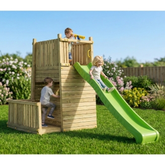 Parco Giochi in Legno Fungoo Resort – Fortezza con Scivolo, Arrampicata