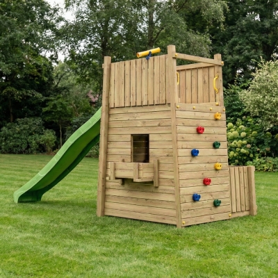 Parco Giochi in Legno Fungoo Resort – Fortezza con Scivolo, Arrampicata