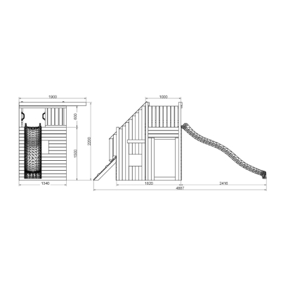 Parco Giochi in Legno Fungoo Ramphouse – Torre con Rampa Arrampicata, Scivolo e Spazio Rifugio