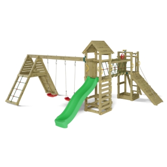 Gioco da Giardino in Legno Fungoo Funny Carnival – Casetta, Scivolo, Ponte e Doppia Altalena