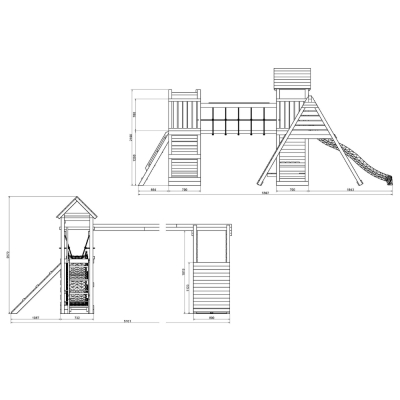 Gioco da Giardino in Legno Fungoo Funny Carnival – Casetta, Scivolo, Ponte e Doppia Altalena