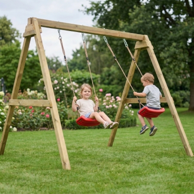 Altalena in legno Maxplay Swing con doppia seduta da giardino
