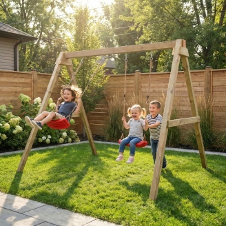 Altalena in legno Maxplay Swing con doppia seduta da giardino