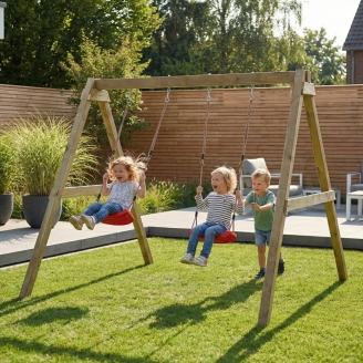 Altalena in legno Maxplay Swing con doppia seduta da giardino