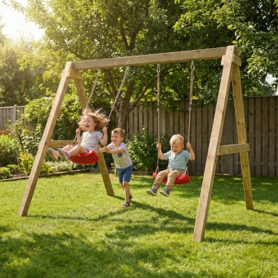Altalena in legno Maxplay Swing con doppia seduta da giardino
