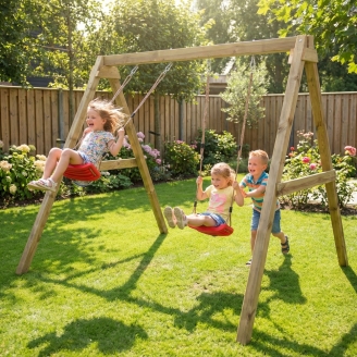 Altalena in legno Maxplay Swing con doppia seduta da giardino