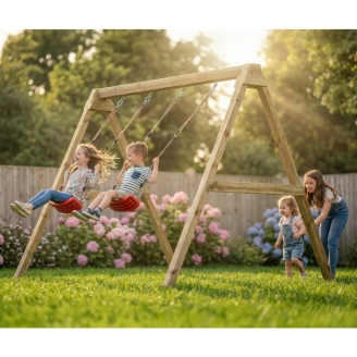 Altalena in legno Maxplay Swing con doppia seduta da giardino