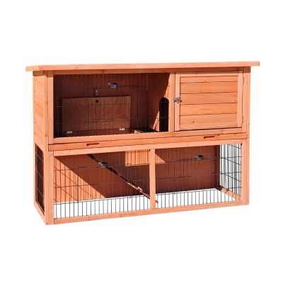 Ricovero per Animali Farm 2 in Legno a 2 Piani con Recinto – 136,5x50x92 cm