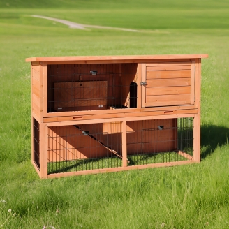 Ricovero per Animali Farm 2 in Legno a 2 Piani con Recinto – 136,5x50x92 cm