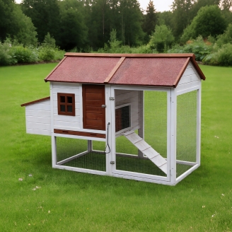 Casetta per Animali in legno Farm 7 Multi-livello con Recinto – 145 x 700 x 105 cm