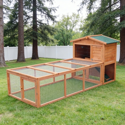 Casetta su Due Livelli Farm 9 con Recinto Farm 8 – Rifugio e Spazio Sicuro in Legno di Abete