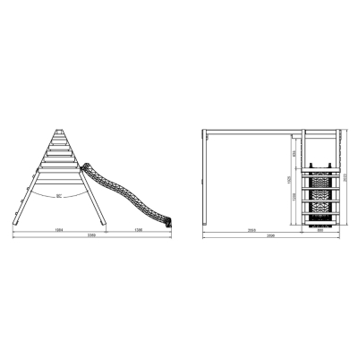 Area gioco da giardino in legno Maxplay Gym con scivolo rosso e doppia altalena