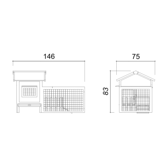 Casetta per Animali Farm 1 in Legno Grigio con Recinto – 146x75x83 cm