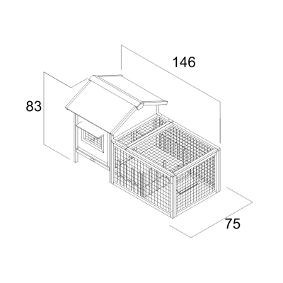 Casetta per Animali Farm 1 in Legno Grigio con Recinto – 146x75x83 cm