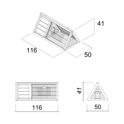Struttura in Legno per Piccoli Animali Farm 3 con Riparo e Recinto - 116x50x41 cm