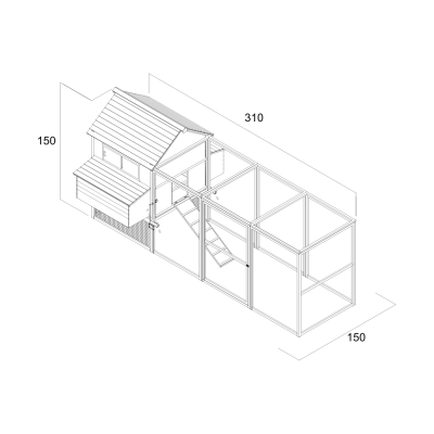 Casetta per animali in legno Farm 6 con recinto extra spazioso - 310x150x150 cm